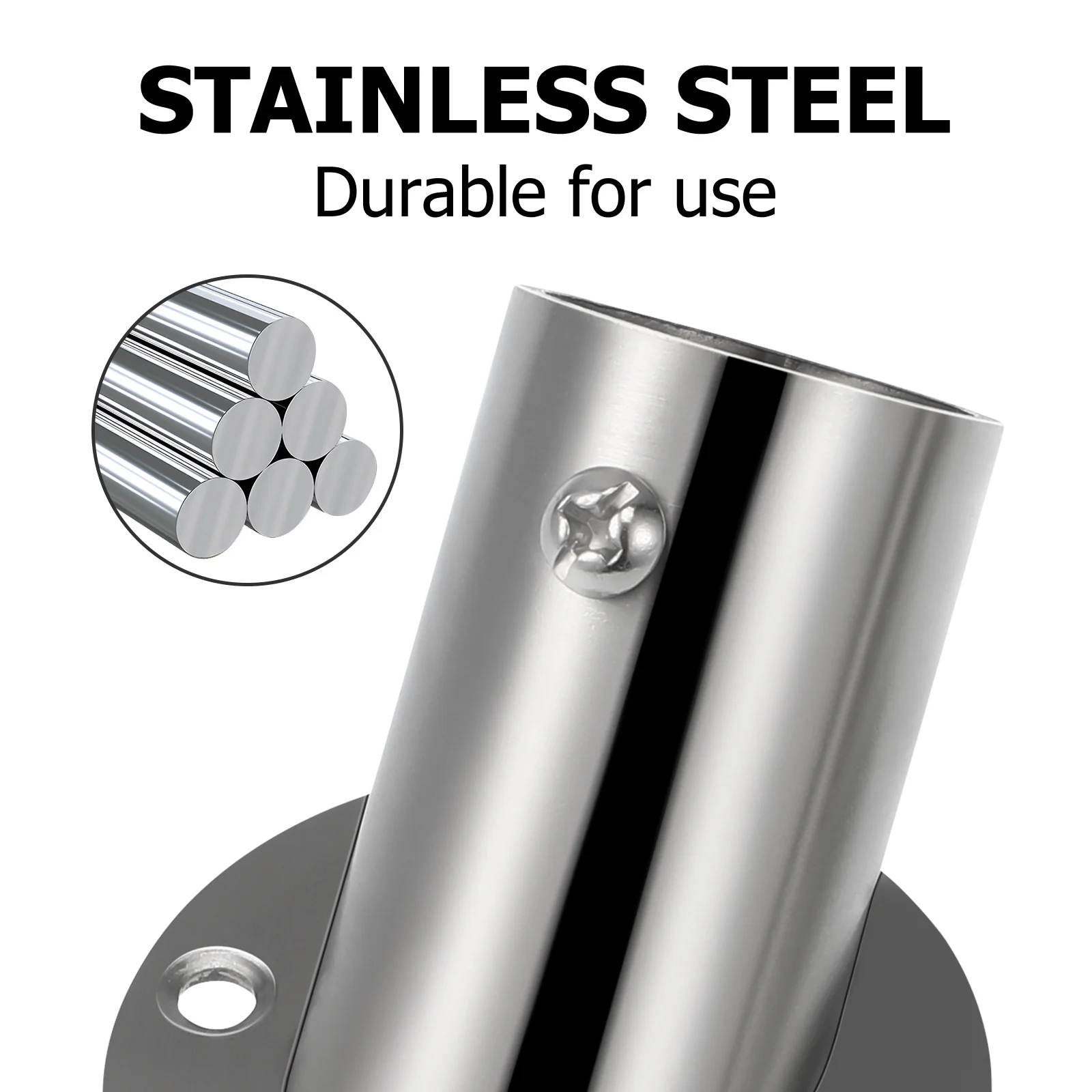 ขายึดราวแขวนผ้า 2 ชิ้น สำหรับตู้เสื้อผ้า รางม่านอาบน้ำ ฐานยึดแบบตัวยู อุปกรณ์ยึดติด