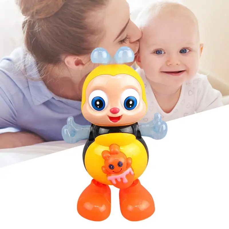 춤 장난감 뮤지컬 꿀벌 장난감 조명 감각 재미 발달 만화 춤 꿀벌 어린이를위한 크리스마스 부활절 바구니 필러