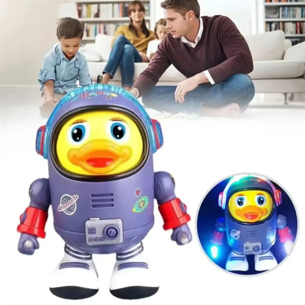 

Plastic Dancing Astronaut Duck Toy Interactive Early Education Electric Dance Space Duck Sound And Light Ornament