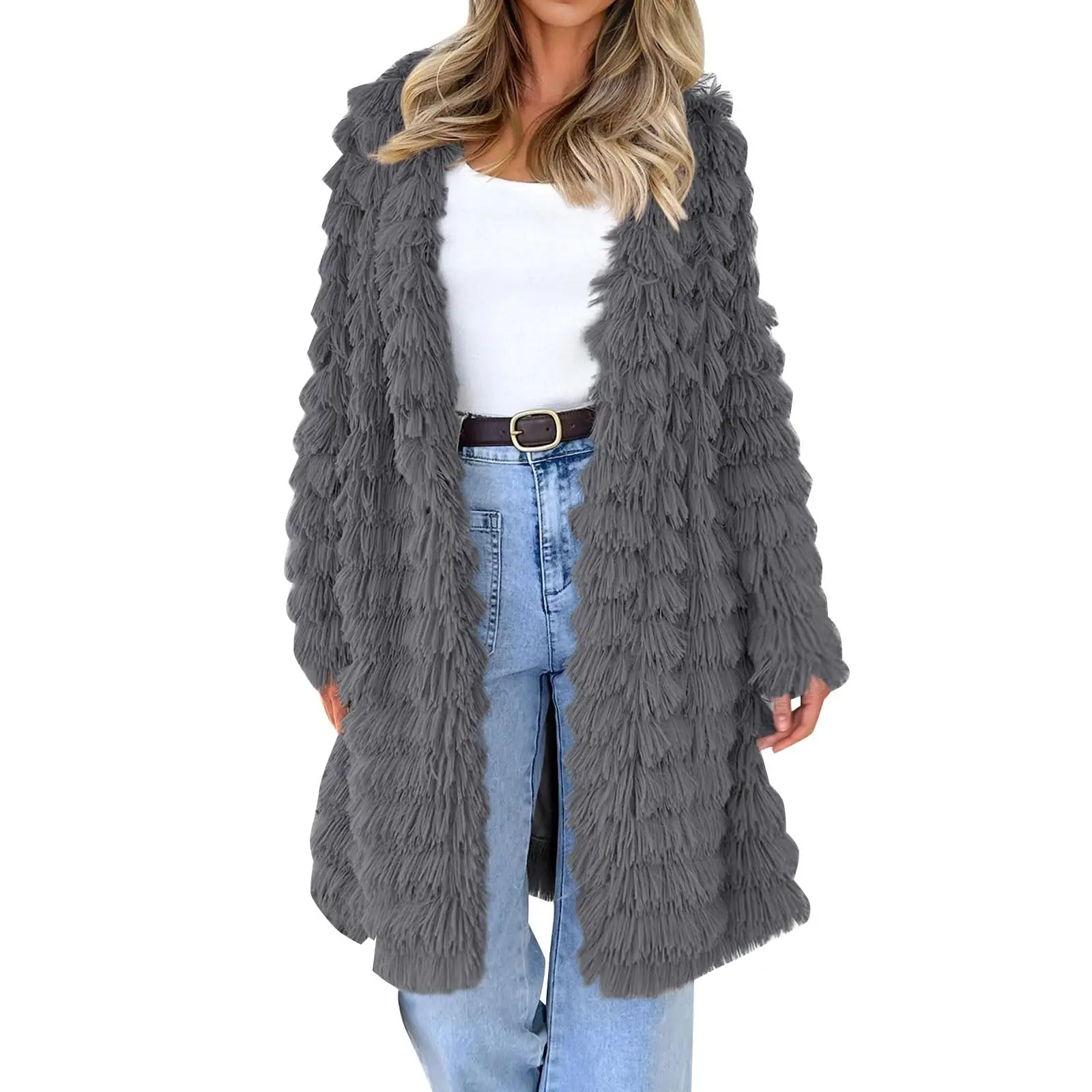 Women's Faux Fur Jacket Autumn Fashion Cardigan Long Fluffy Soft Costume Multiple Colors Women's Coat