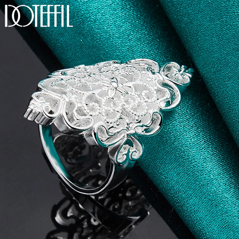 DOTEFFIL-Anillo hueco con diseño de Plata de Ley 925 para mujer, joyería con dijes de regalo para fiesta de compromiso y boda