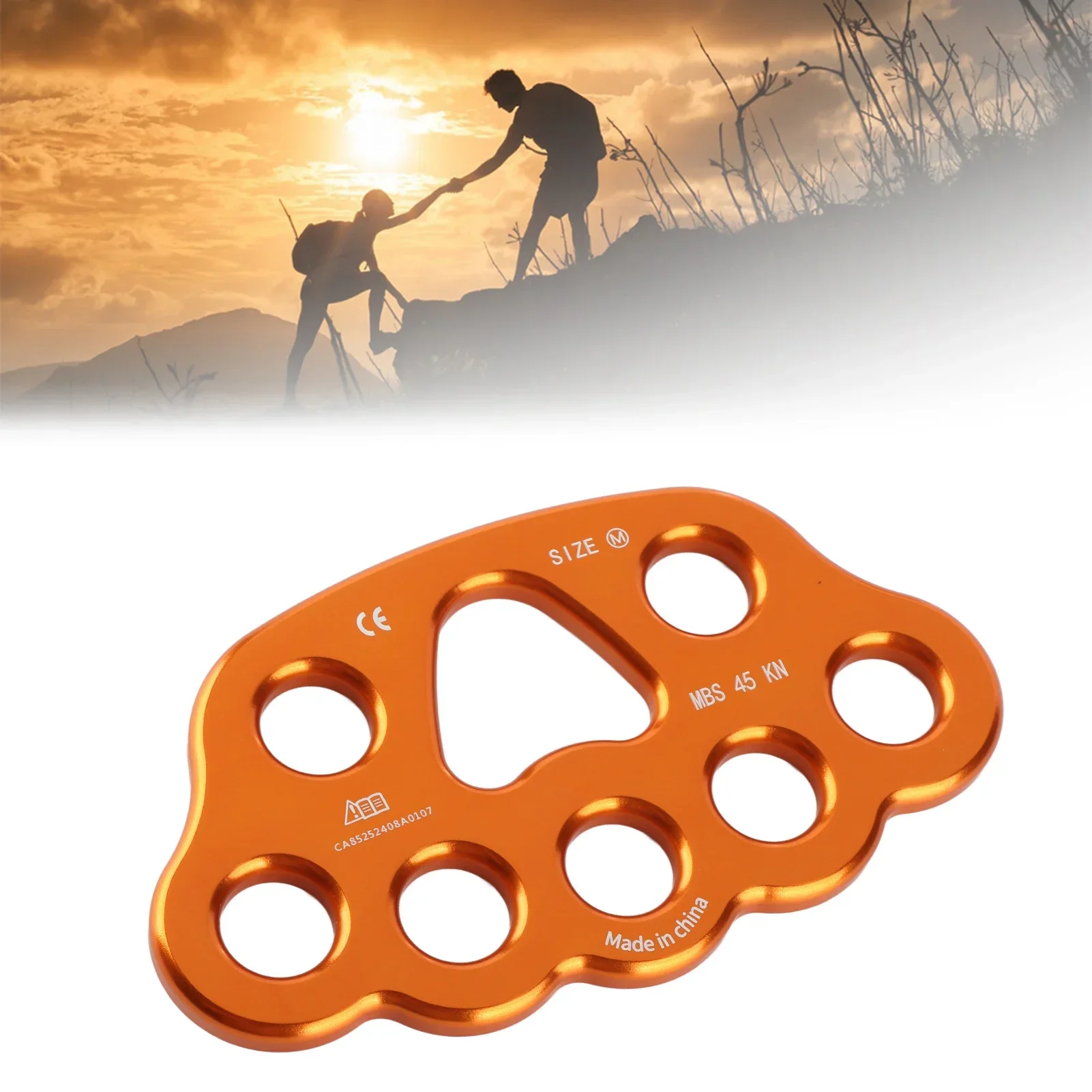 45KN 8 Hole Paw Rigging Plate, Multi Anchor Point Connector Gear for Outdoor Rock Climbing & Rescue Rigging