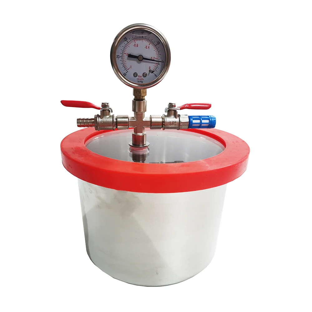 3L Stainless Steel Vacuum Degassing Chamber 20CM Diameter Epoxy Resin Vacuum Defoaming Barrel With 12MM Thickness Acrylic Lid