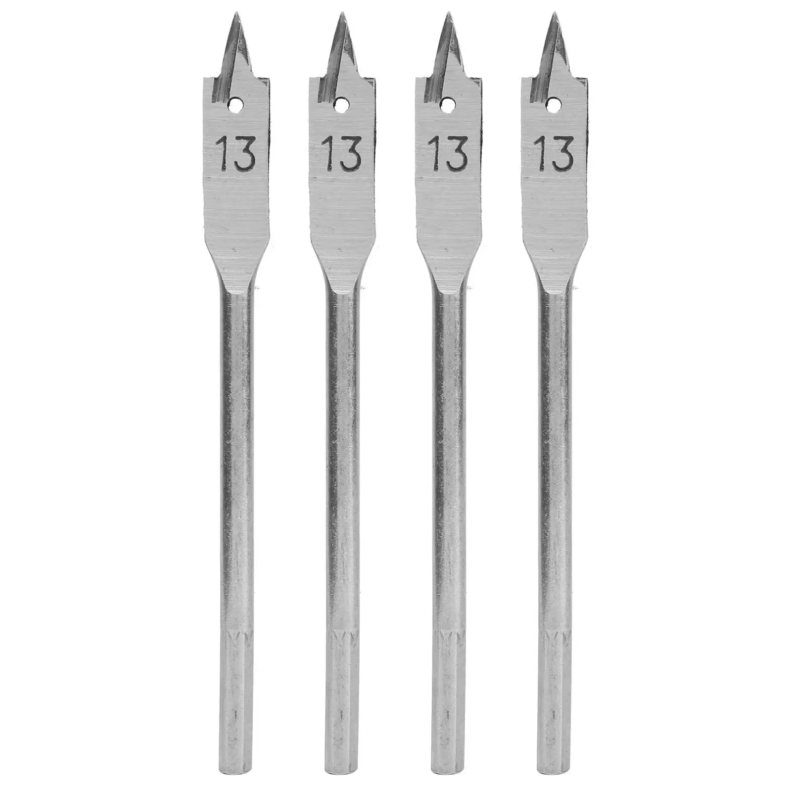 4Pcs High Carbon Steel Flat Wood Drill Bits Set - Hole Opener Tools for DIY Woodworking, Sizes 12/13/16/19/22mm