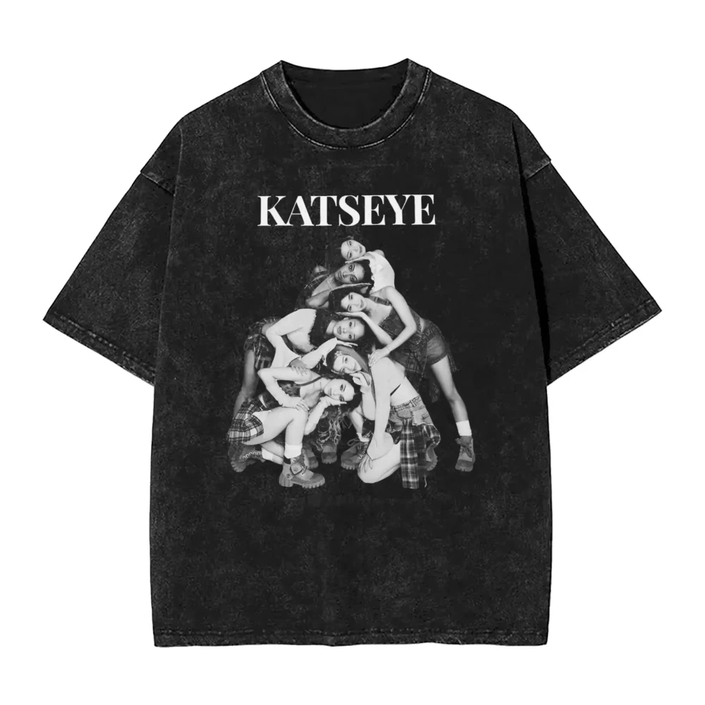 

Washed Oversized T-shirt Katseye Beautiful Chaos Tracklist Mineral Tee Shirt Katseye Kpop Men Women Clothing Classi high quality