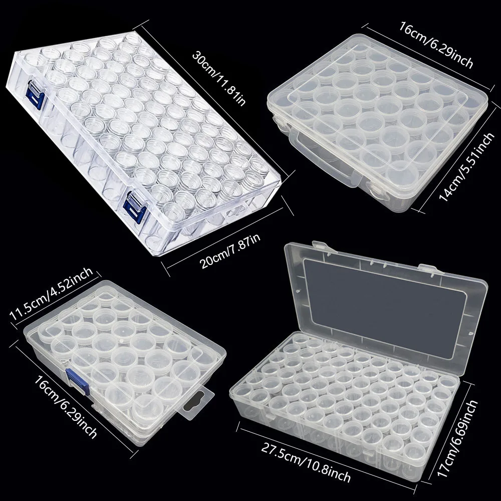 Clear Plastic Diamond Painting Storage Box, Bead Organizer Case with Individual Tubes for 5D Art & Crafts.