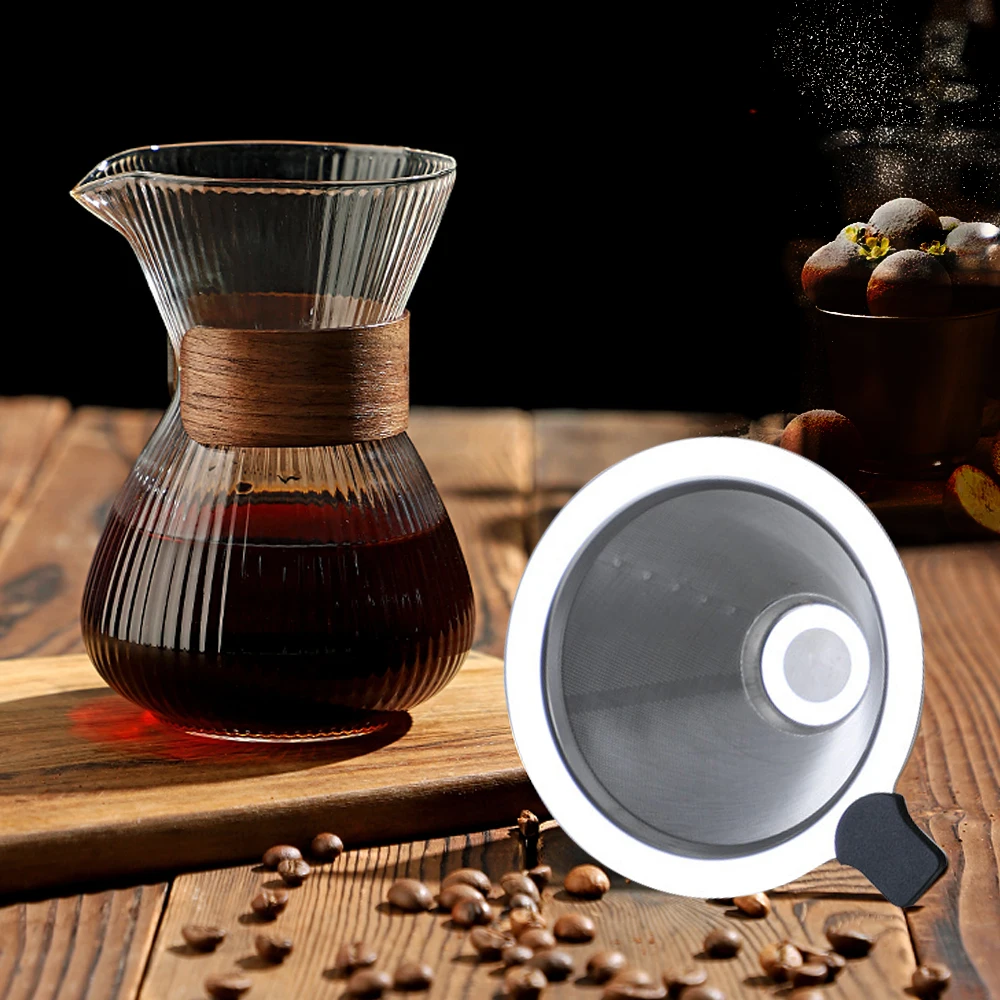 Glass Coffee Kettle with Stainless Steel Filter Drip Espresso Coffee Sharing Pot Coffee Pot Dripper Cafe Barista Tools