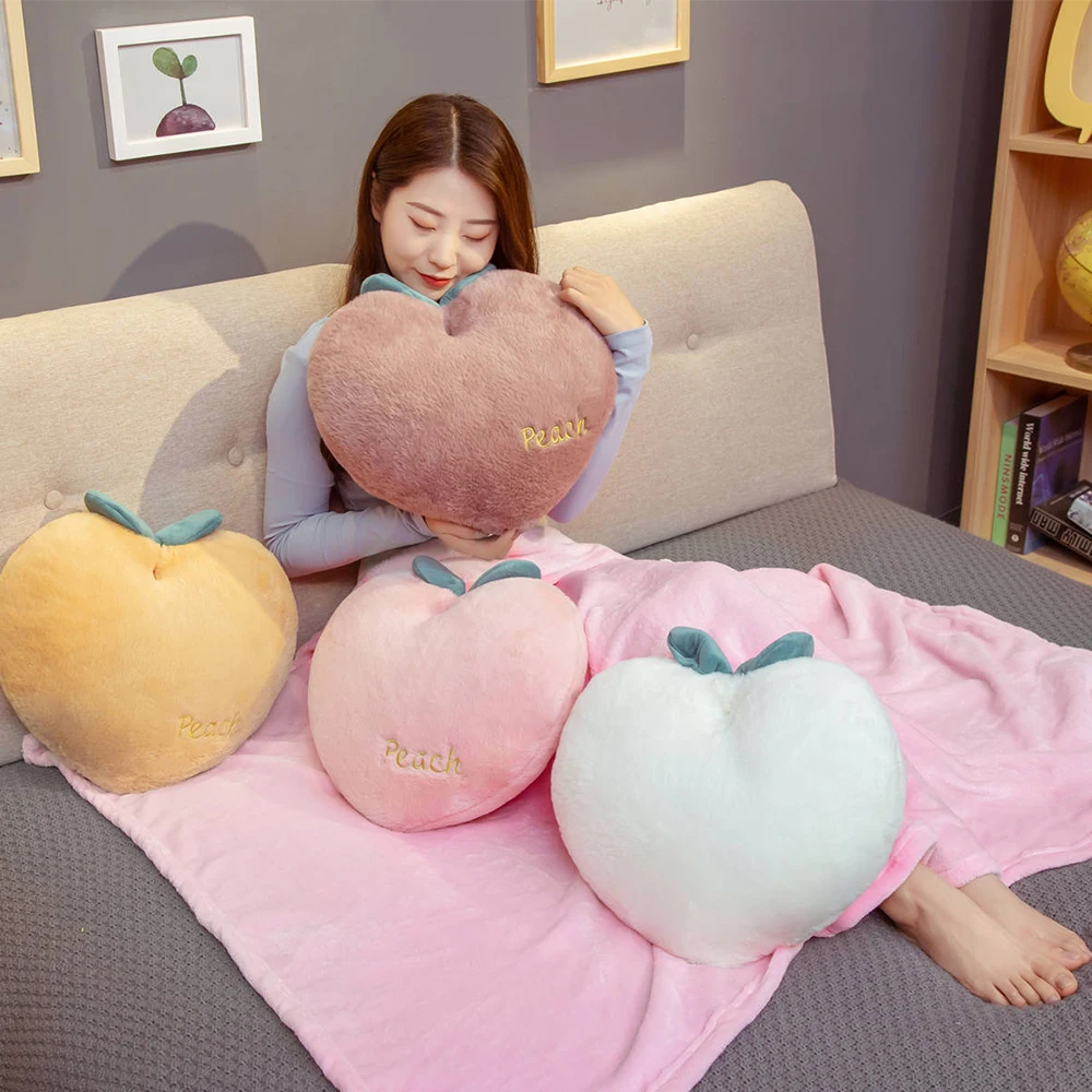 Bubble Kiss Cute Peach Plush Seat Cushion Cartoon Warm Heart-shaped Fluffy Pillow for Sofa Office Chair Siesta Velvet Cushion