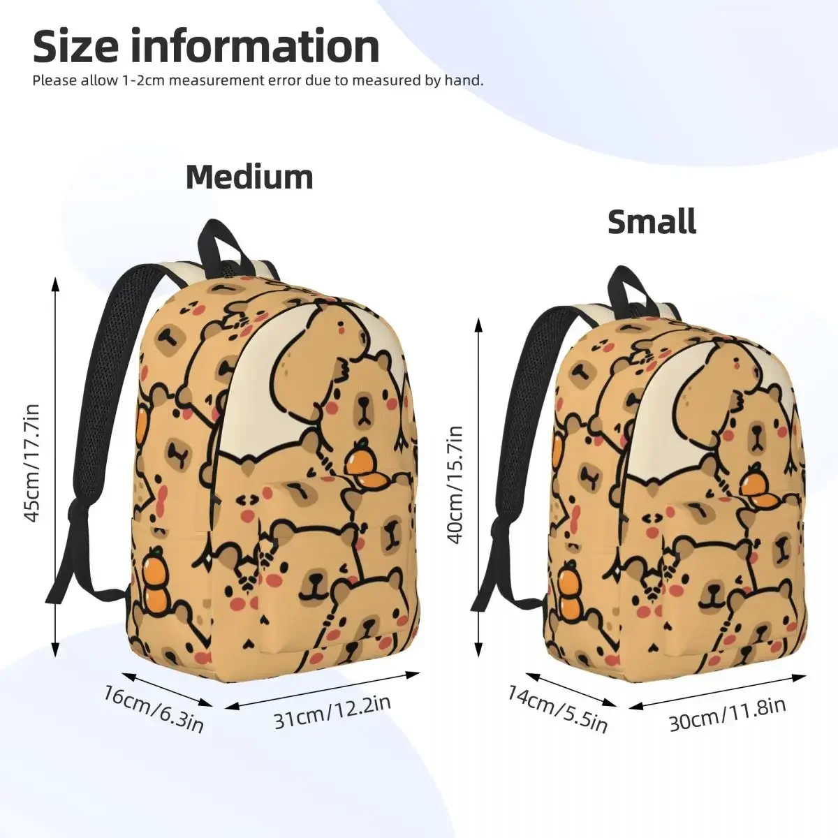 Capybara Printed Lightweight Casual Schoolbag For School, Outdoor, Shopping