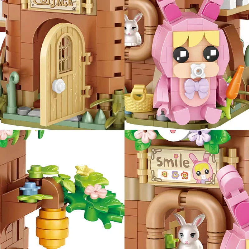 NEW 2023 LOZ Mini Pen Holder Idea Set Building Block Creative Forest Rabbit Party Ornament Figure Bricks Holiday Toys Kids Gifts