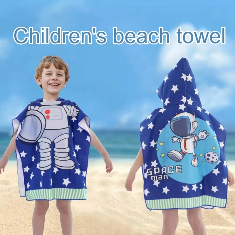 

1pc Animal Cartoon Print Children's Beach Towel Baby Boy Girl Bath Towels Children Absorbent Microfiber Bathrobe Bathroom Supply