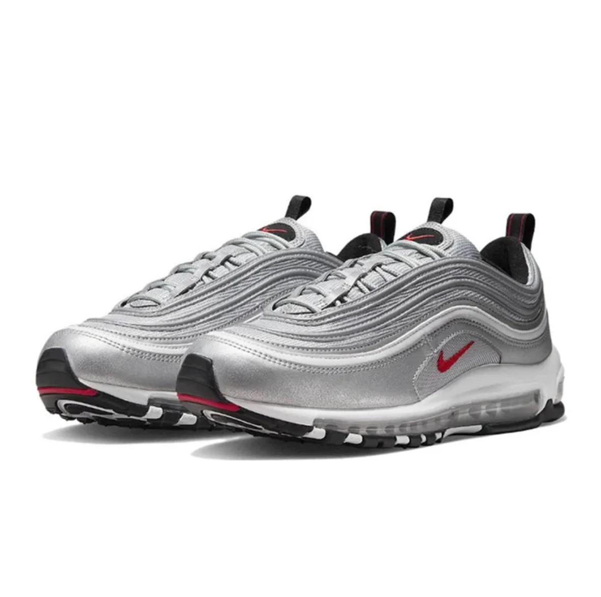 Nike-Zapatillas deportivas Air Max 97 para hombre y mujer, calzado de correr Unisex, color plateado, clásico, resistente al desgaste