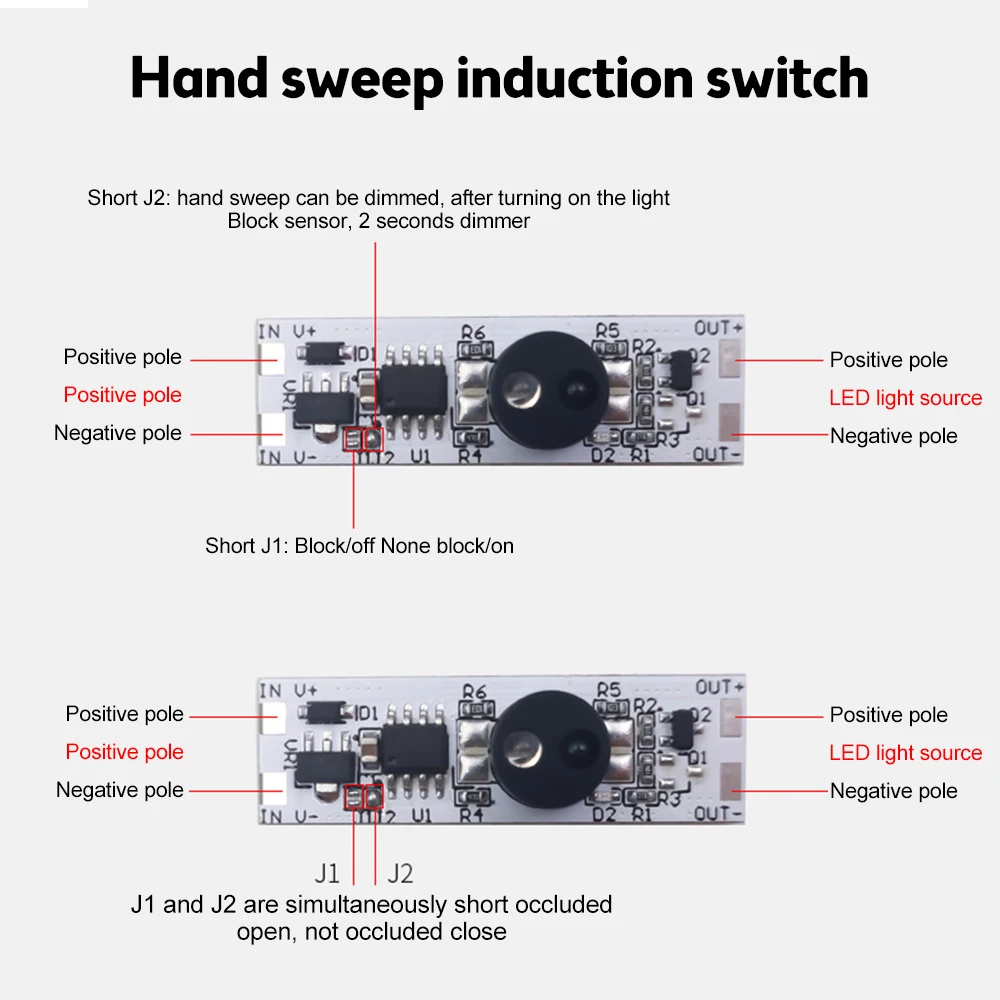 DC 5V-24V 3A Hand sweep Switch Module LED Dimming Control Lamps Active Components Short Distance Scan Sweep Hand Sensor