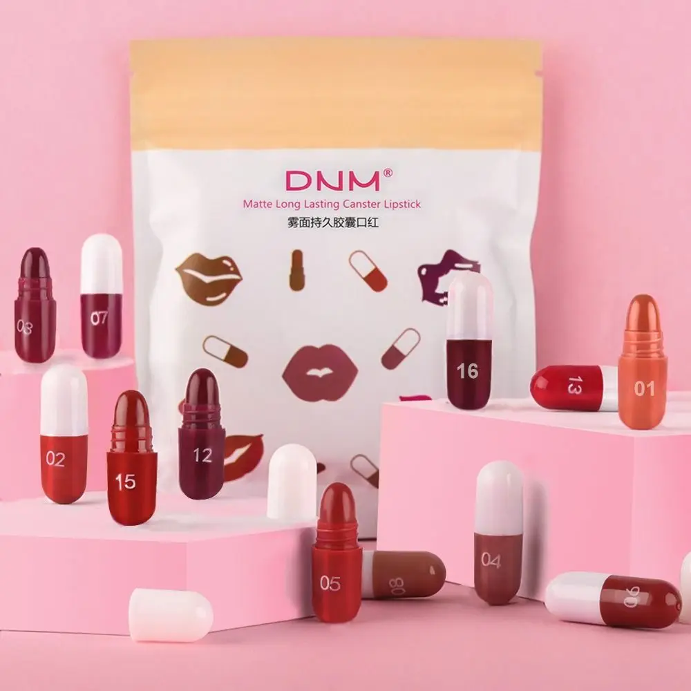 มินิ 18 สีแคปซูลลิปสติก Non-stick Cup Long Lasting Makeup ลิปสติกเซ็กซี่ Lip Tint Daily Matte ลิปสติก Party ของขวัญ