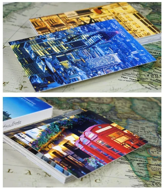 30 fogli Cartoline a tema Walking in London Biglietto d'auguri paesaggistico Cartolina postale con paesaggio HD Decorazione messaggio Biglietto dei desideri per fai da te