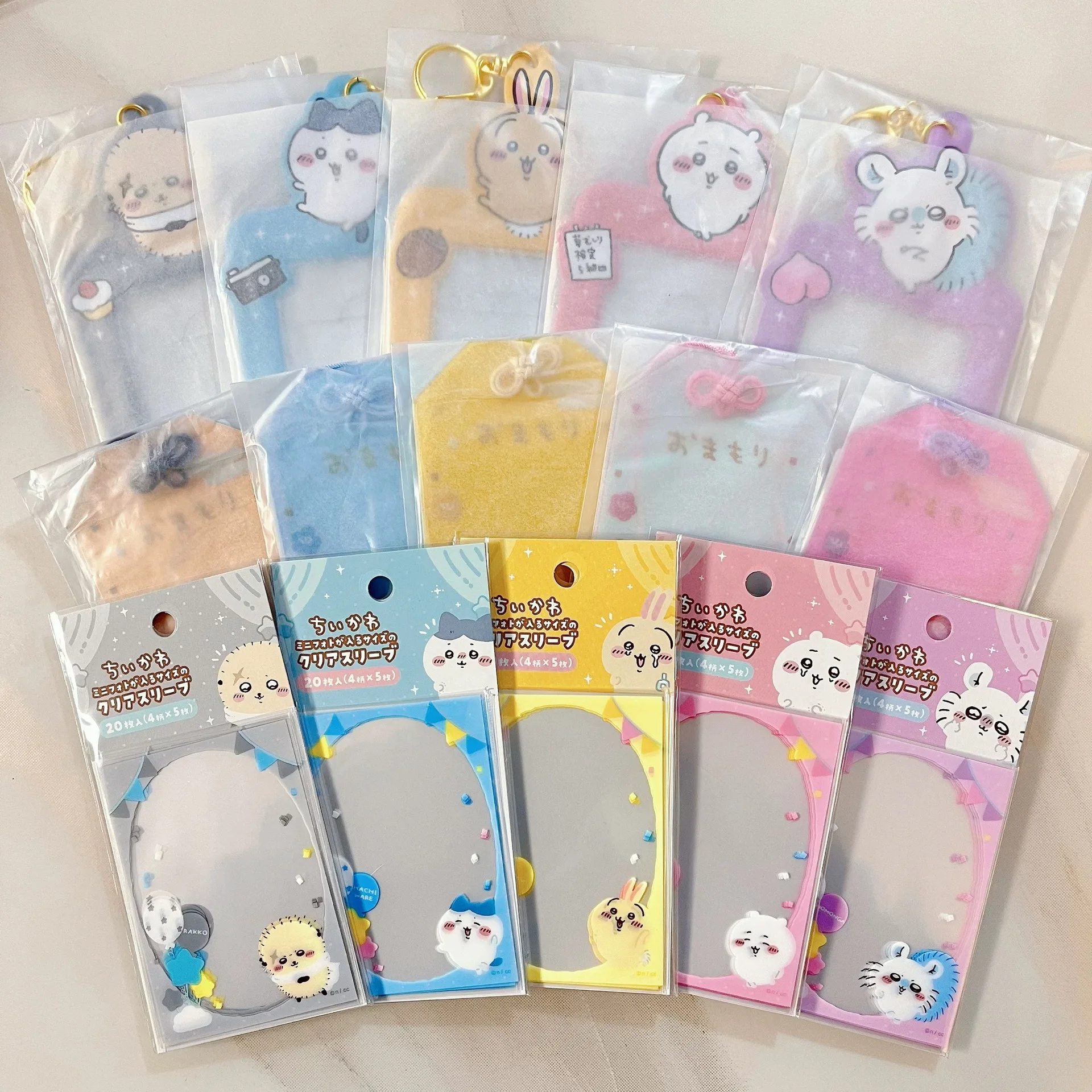 Chiikawa Usagi Hachiware Momonga Clear Card Sleeve Set Cute Transparent Card Protector for Collectibles Idols and Trading Cards