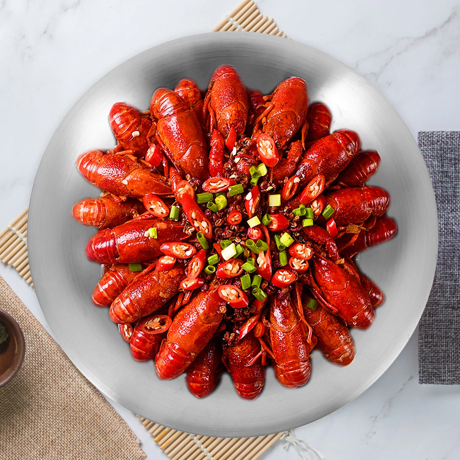 

Stainless Steel Wide Rim Pasta Bowl Heat Resistant Salad Plate Metal Dinner Plate Kitchen Tableware