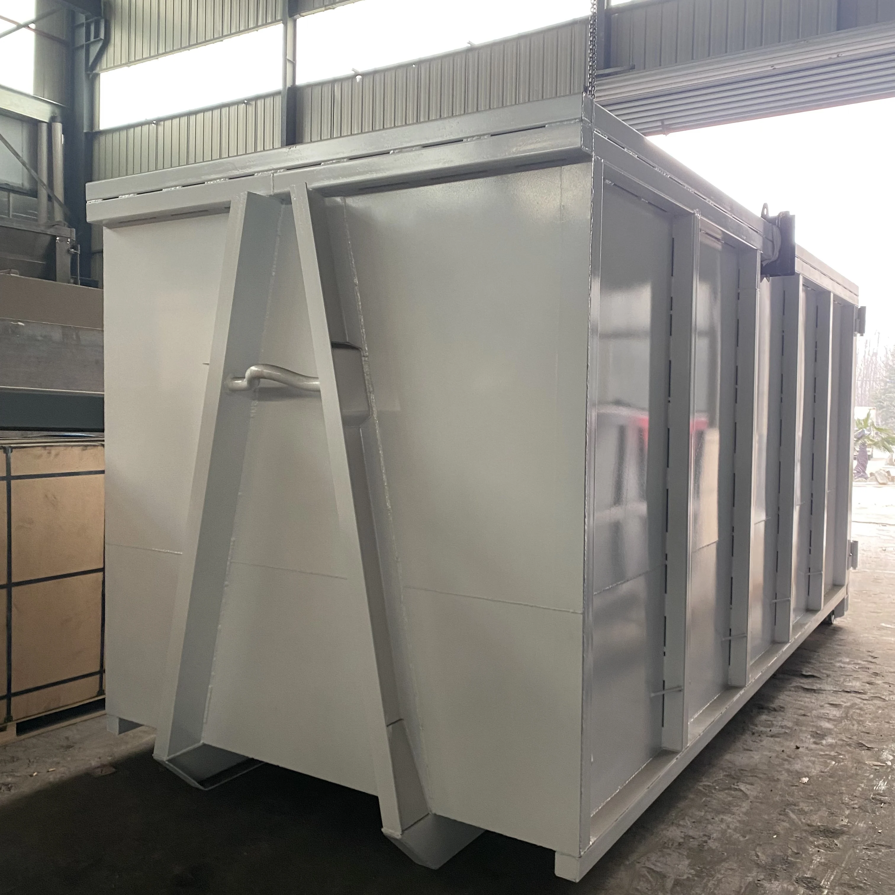 40 Yard Construction Hook Lift Bin with Reinforced Steel High Durability Hook Lift Garbage Dumpster with Wheels