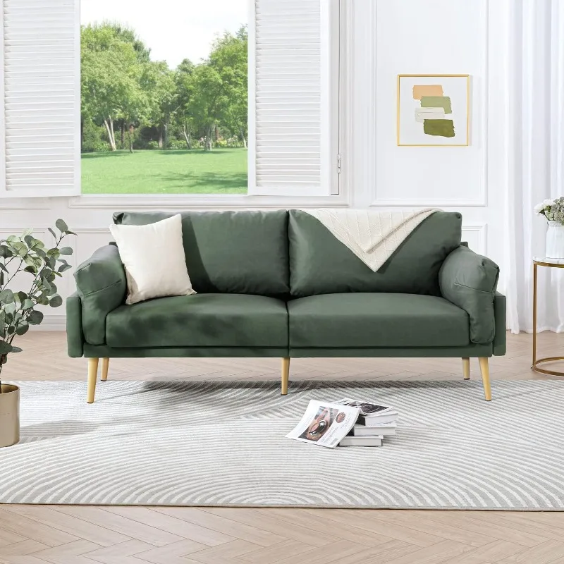 Fabric Sofa, Green Sofa, Mid Century Modern Couch, 72 Inch Green Couch for Small Spaces, Bedroom Sofa, Apartment, Green