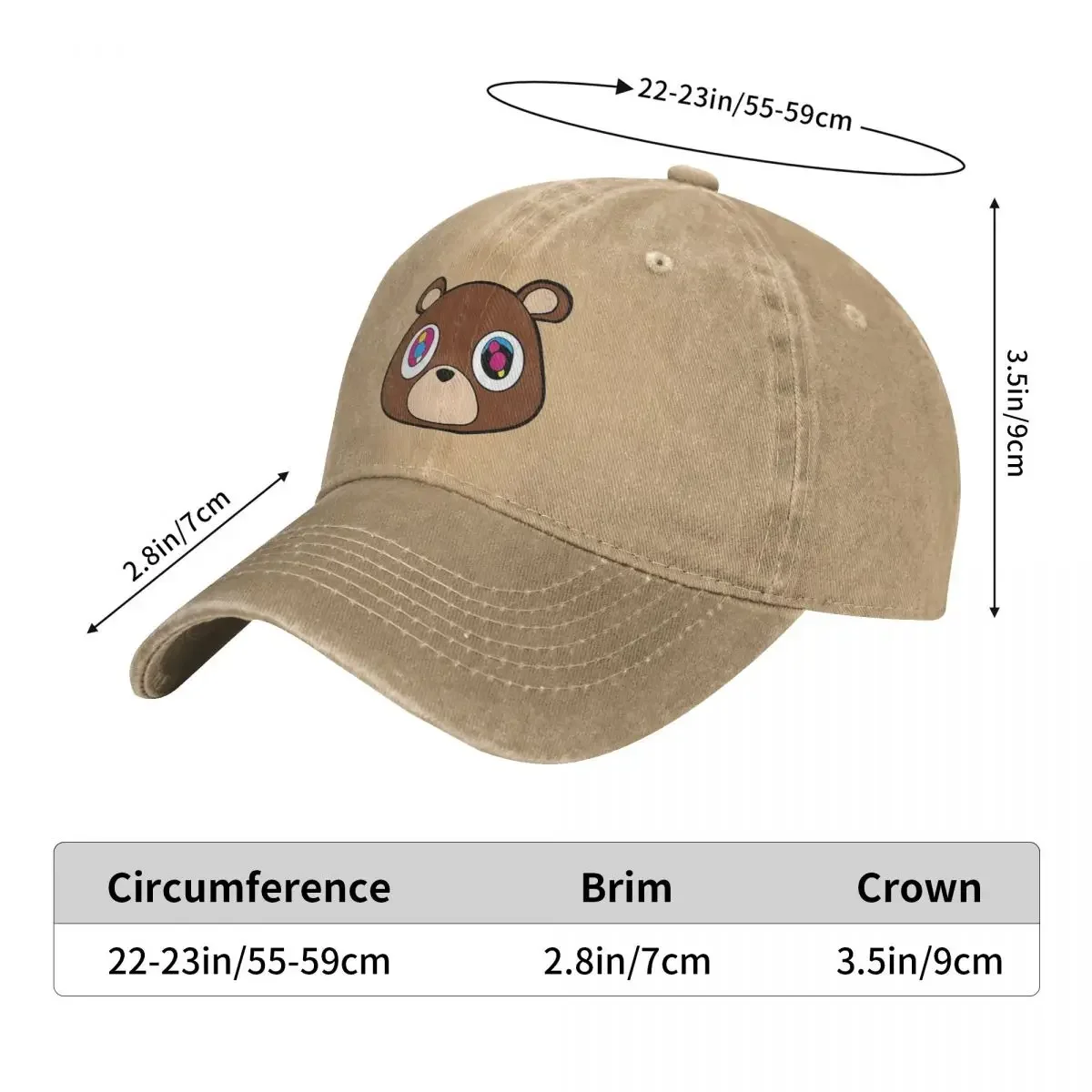 Vintage Kanye West Baseball Caps Unisex Distressed Washed Headwear Cutie Bear Outdoor All Seasons Travel Caps Hat