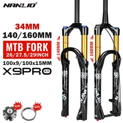 Bicycle Front Forks Nanlio X9 Pro Mountain Bike Suspension Fork 26 27.5 29 Inches 34MM 140/160MM Damping Rebound Adjustment
