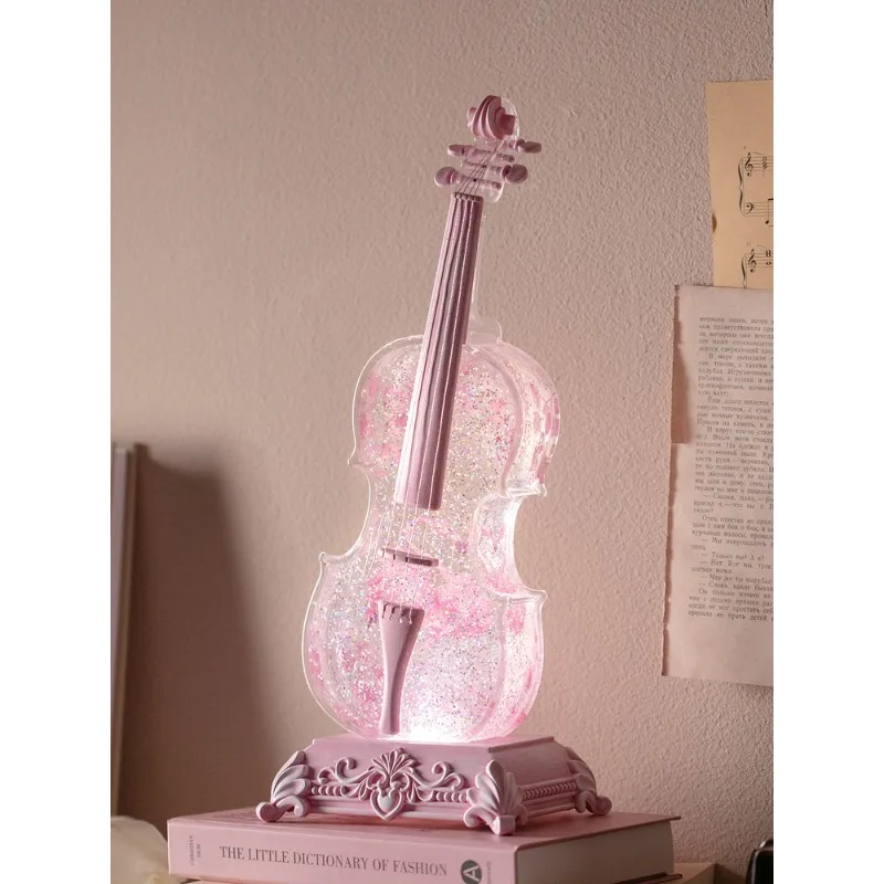 Violin ornament floating snowflake music box music box crystal ball practical birthday gift