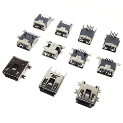 10Pieces 9Types Mini USB Connector B Type USB 2.0 Jack 5pin SMT DIP PCB Board Sink 1.7 USB Socket Female Jack 2.0