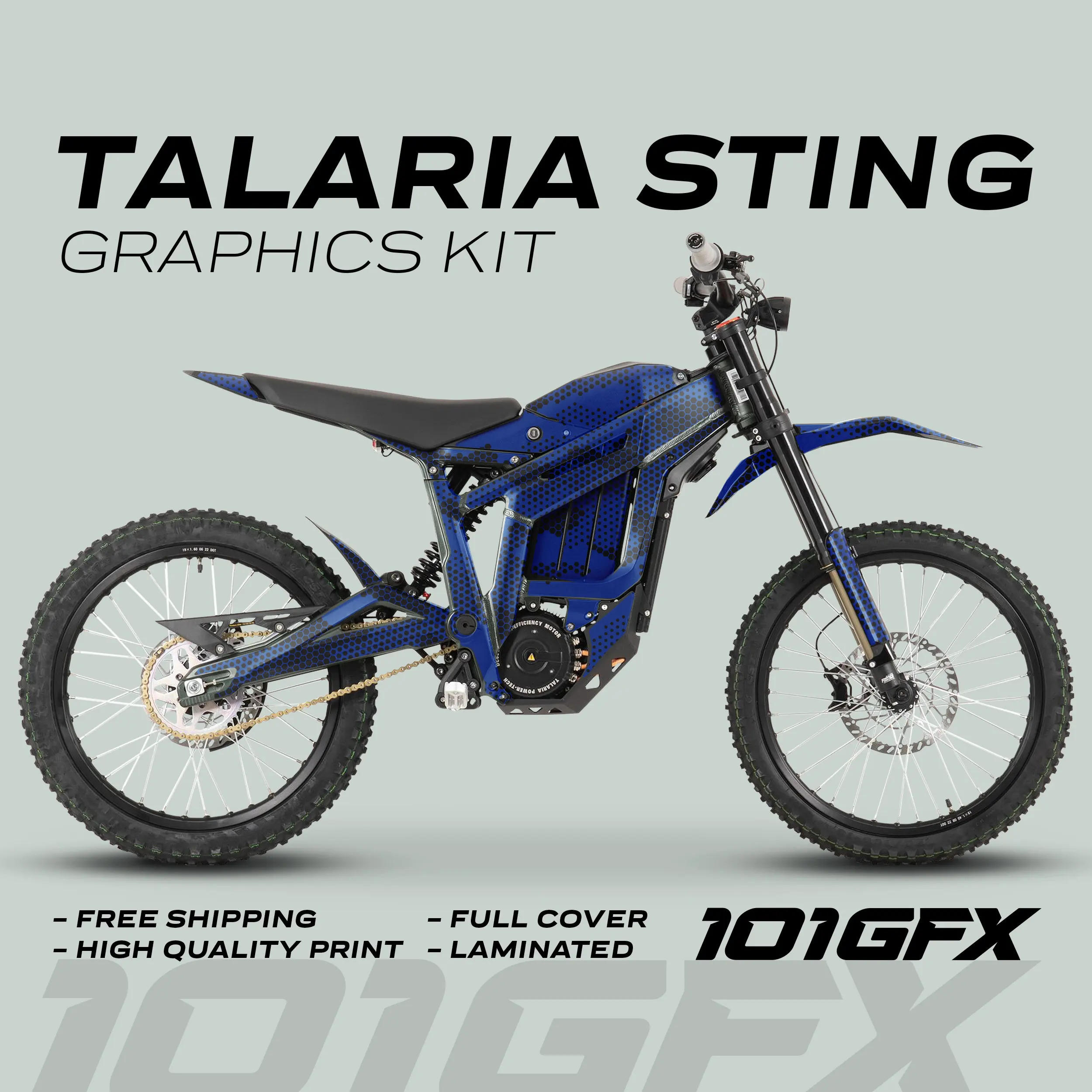 Graphics Kit HEXOCAM BLUE Decals Stickers Laminated Camo hexagonal honeycomb modern wrap eBike Emoto For Talaria Sting MX3 MX4