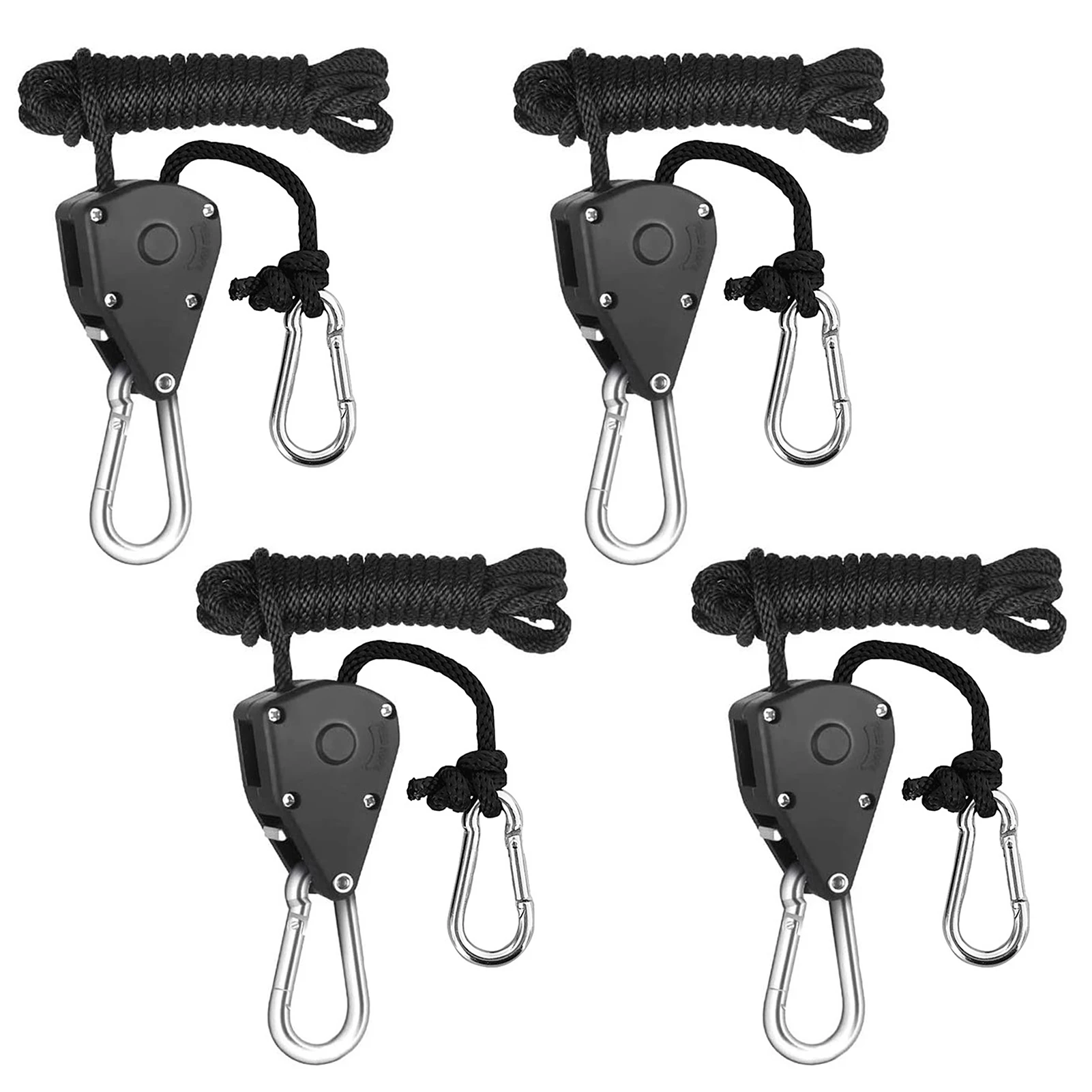 

4Pcs Pulley Ratchets Heavy Duty Rope Clip Hanger Adjustable Lifting Pulley Lanyard Hanger Kayak And Canoe Boat Bow Rope Lock Tie