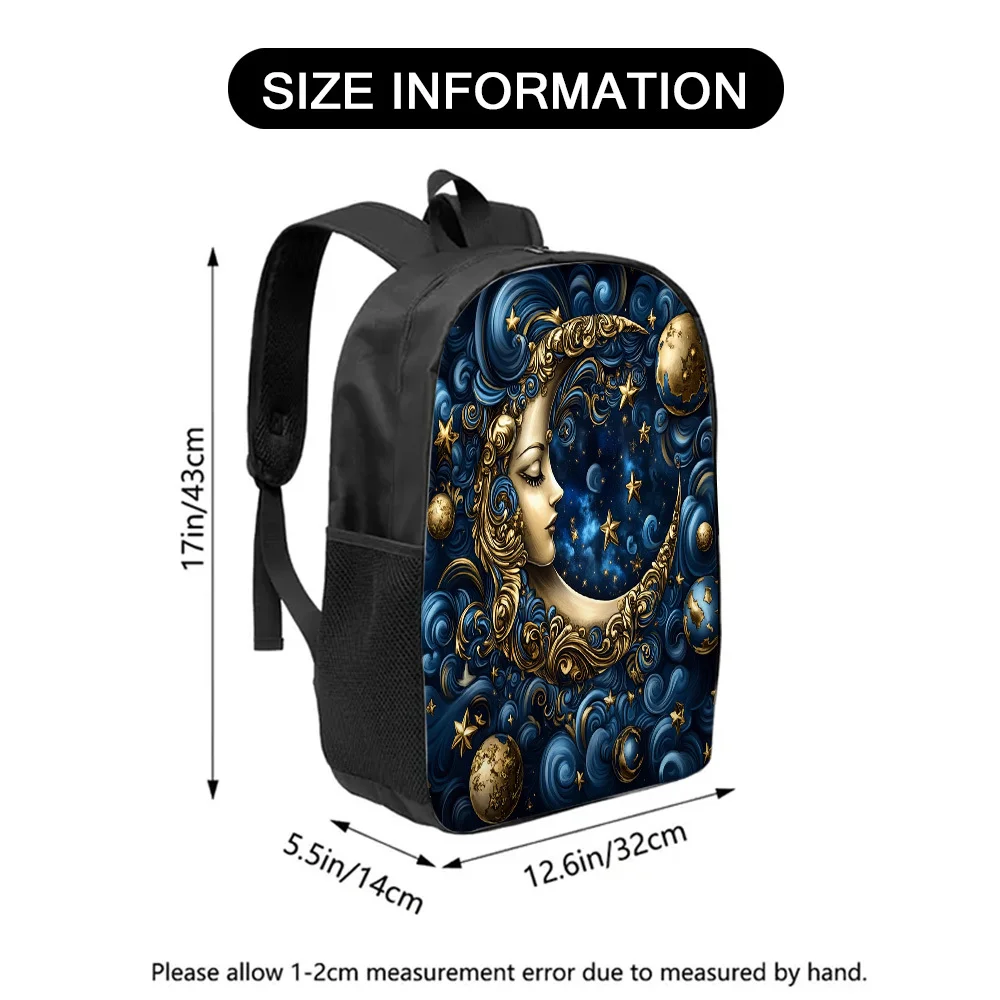 

1-piece package, starry sky, moon and star backpack, lightweight zipper handbag, moon and star printing