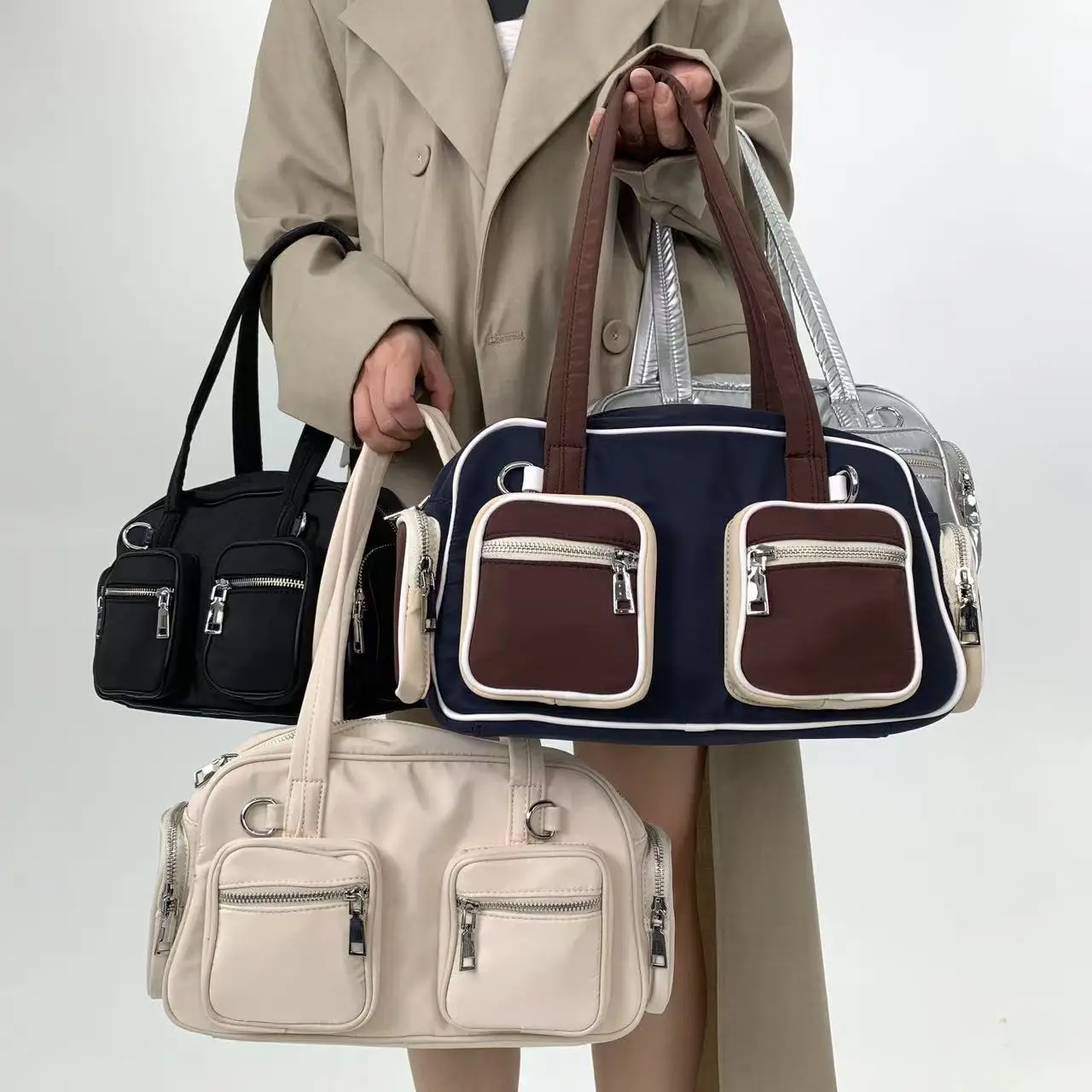 

Y2k Vintage Large Capacity Shoulder Bag Women Harajuku Punk PU Motorcycle Handbag Female Gothic 2024 Trendy Tote Bag Designer