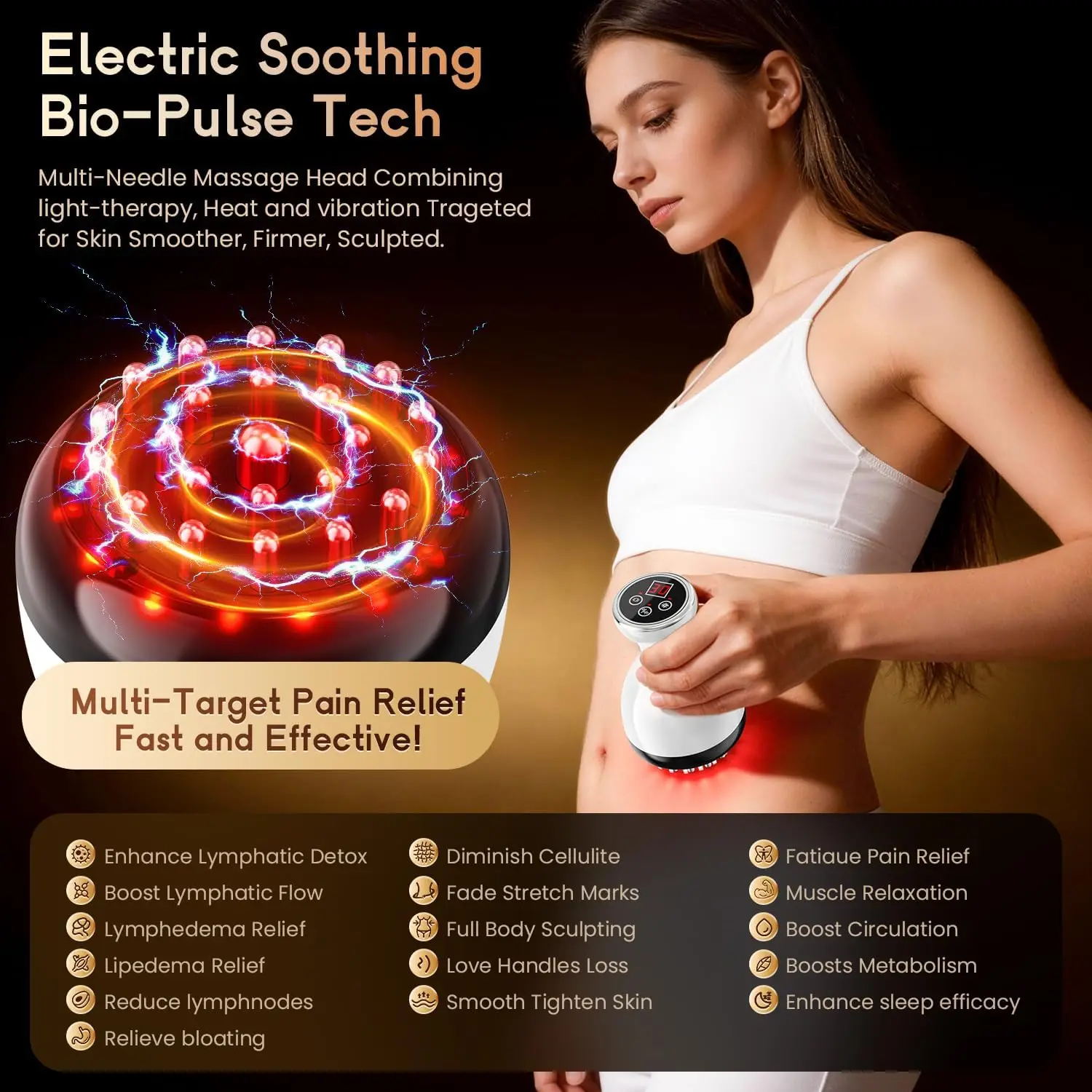 Lymphatic Drainage Massager with Microcurrent, Red Light, Heat & Vibration for Cellulite Reduction and Body Sculpting view 4