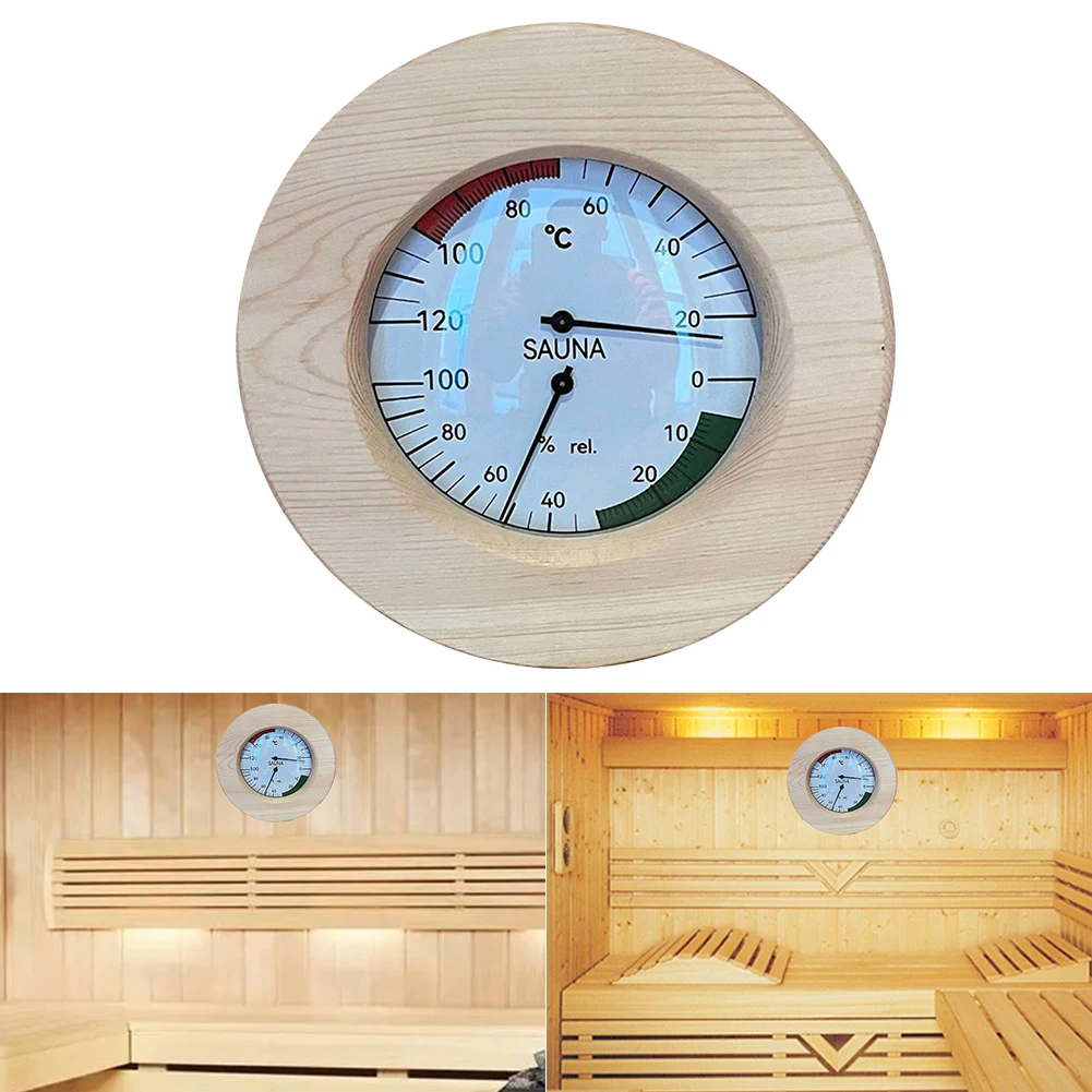 Wood Thermometer Hygrometer Dual Function Temperature Humidity Meter For Sauna Room For Steam Bath Workshop Monitoring Sensor To