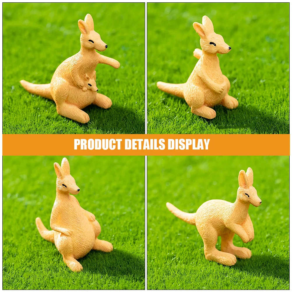 6 Pcs Micro Landscape Kangaroo Statue Figurines Artic Animals Statuette Aydinids Cake Toppers Fairy Garden Resin Brass