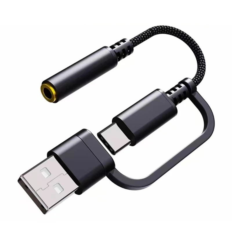 Origina 2 in 1 USB Type C to 3.5mm Aux Adapter Type C 3.5 Music Cable for Earphone Computer Tablet Phone Dropship