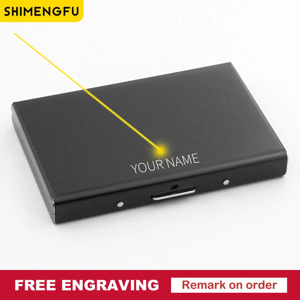 

Name Survice Stainless Steel ID Credit Card Holder Men Wallet RFID Metal Box Bank Card Holder Wallet Case with Money Clips Purse