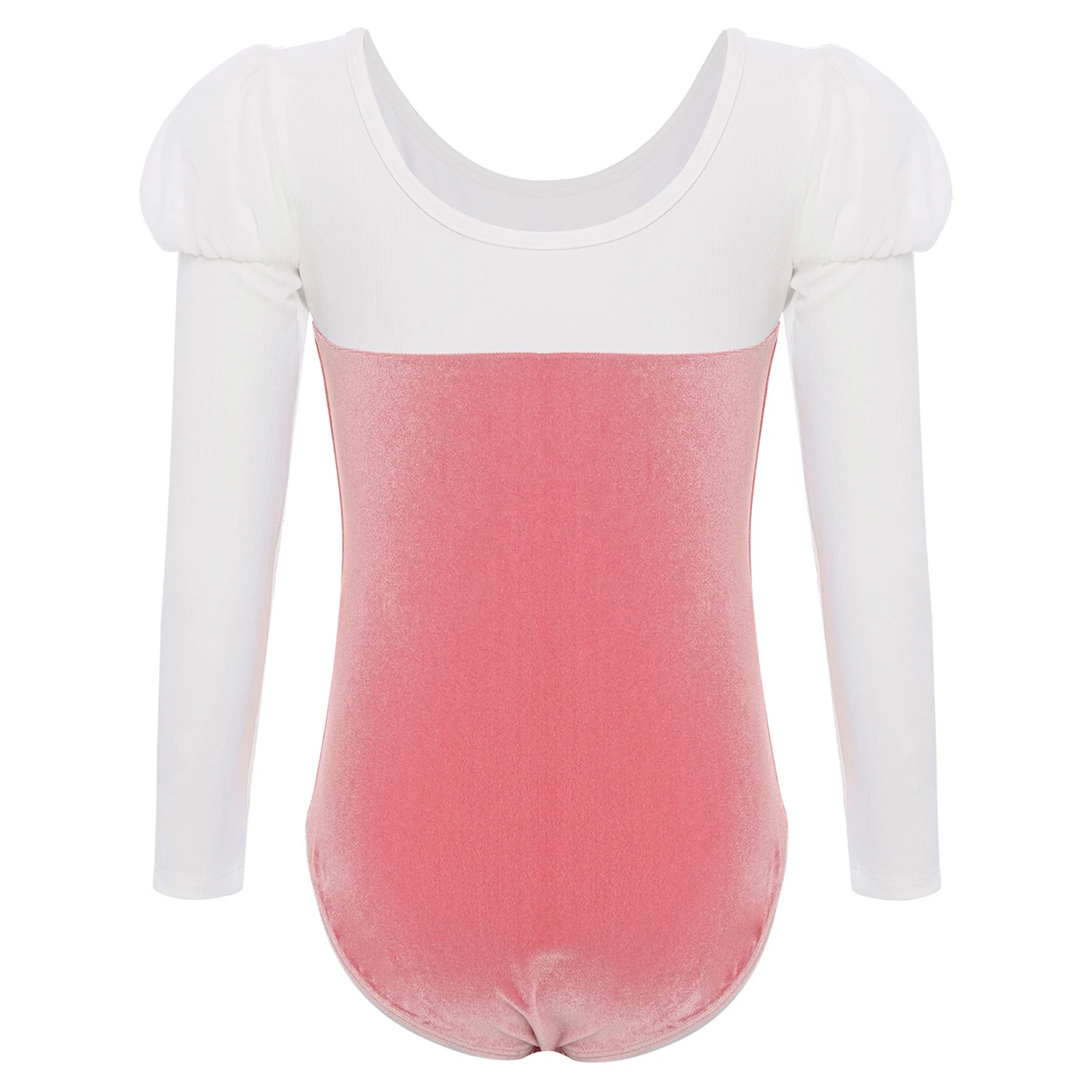 Kids Girls Gymnastics Leotard Bodysuit Ballet Leotard Warm Long Sleeve Velvet Skating Dancewear Ballerina Stage Dance Costume