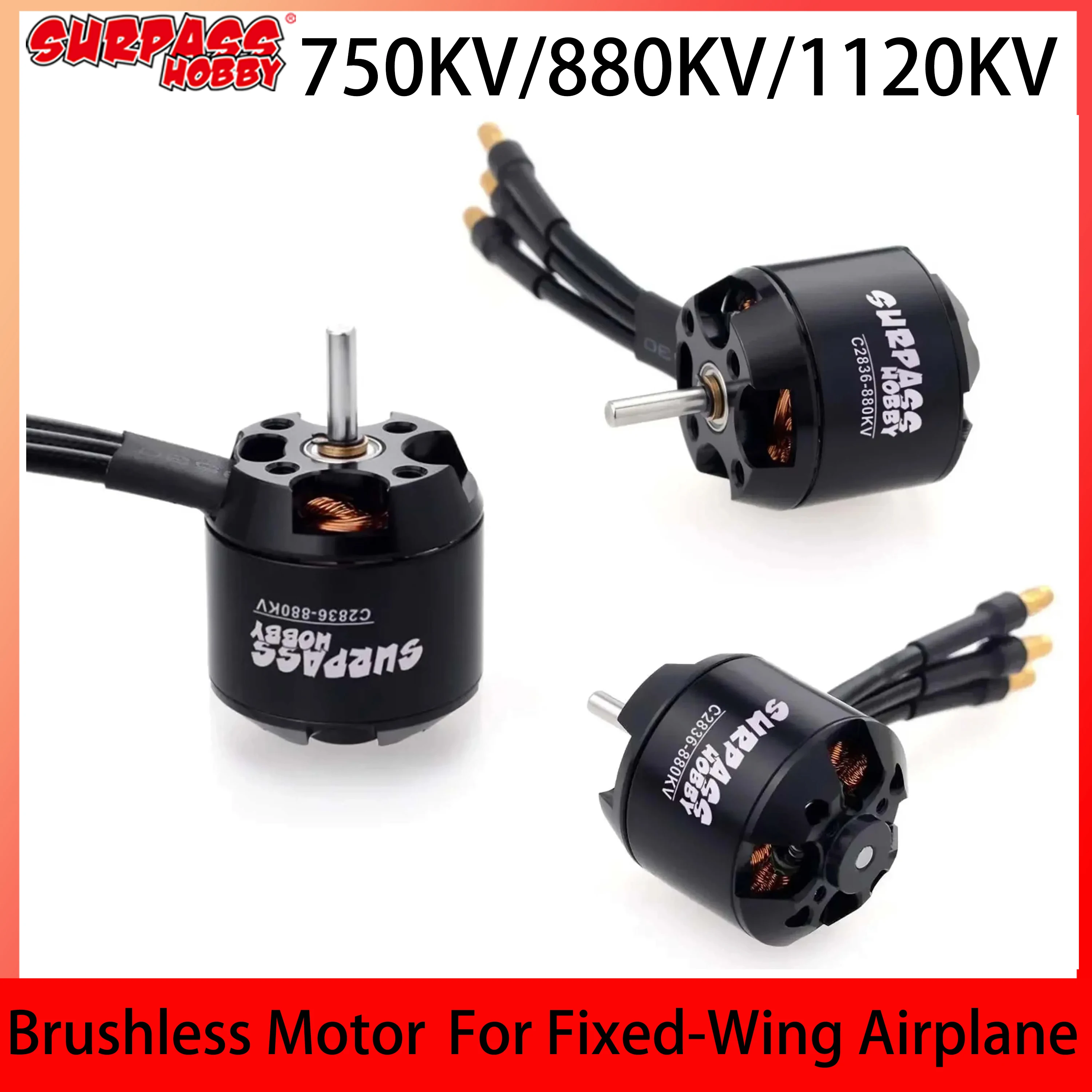 SURPASS HOBBY C2836 2836 750KV 880KV 1120KV Brushless Motor 2-3S for RC FPV Drone Fixed Wing Aircraft Plane Racing Drone Glider