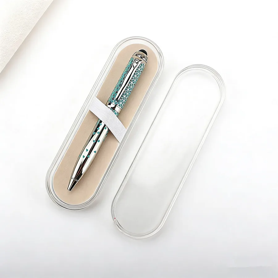 

Creative Pattern Metal Ballpoint Pen Luxury Business Gift Pen for Office School Signature with Clear Case