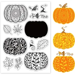 1Sheet Halloween Pumpkin Clear Silicone Stamps Pumpkin Leaf Autumn Transparent Stamps Plastic Postage Stamp Seal