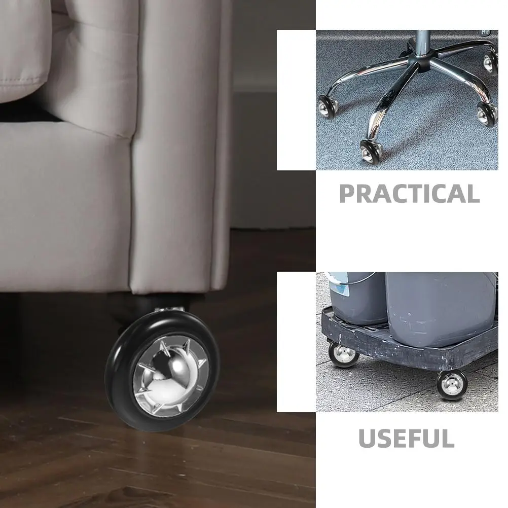 Ruote per mobili resistenti da 6 pezzi Ruote per sedie da ufficio in alluminio PVC per pavimenti in legno Ruota girevole di ricambio per tavolo da scrivania