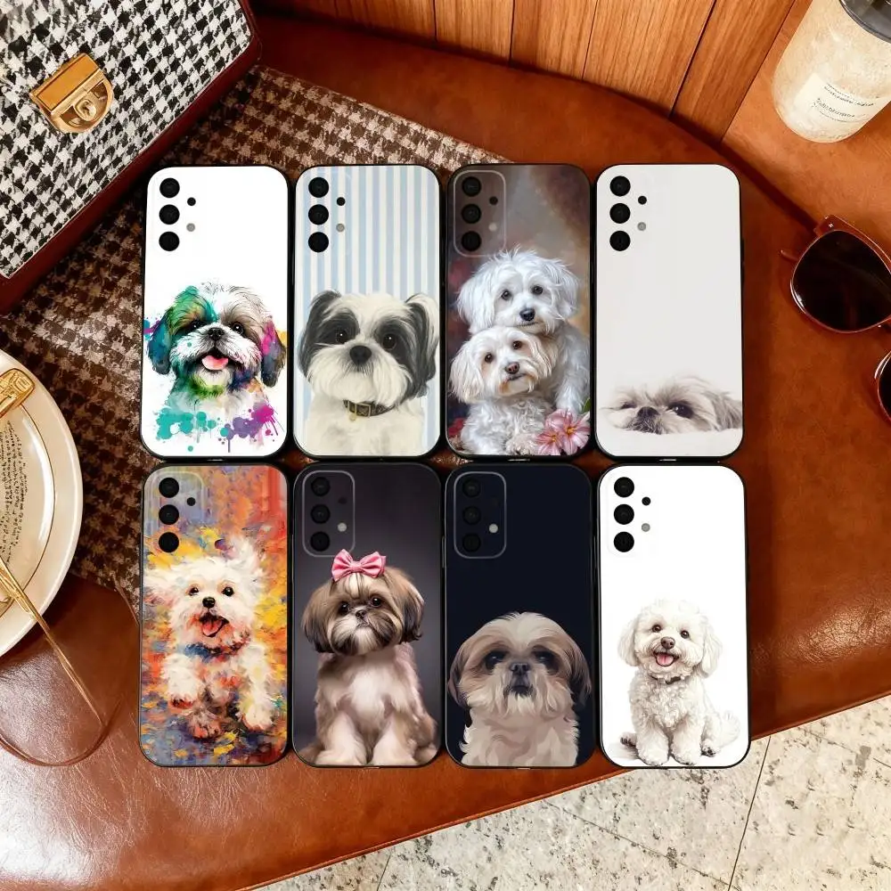 

Painting Art Shih Tzu Phone Case For Samsung Galaxy A73,A72,A71,A70,A53,A52,A51,Soft Silicone Black Cover