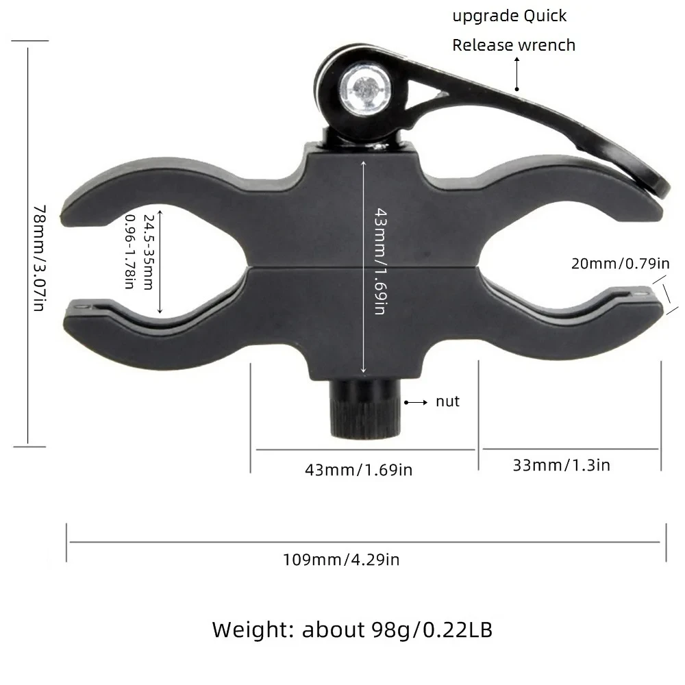 25-35mm Rapid Release High Hardness Round Pipe Clamp Universal Flashlight Tube Mounts Torch Laser Support Hunting Light Clip