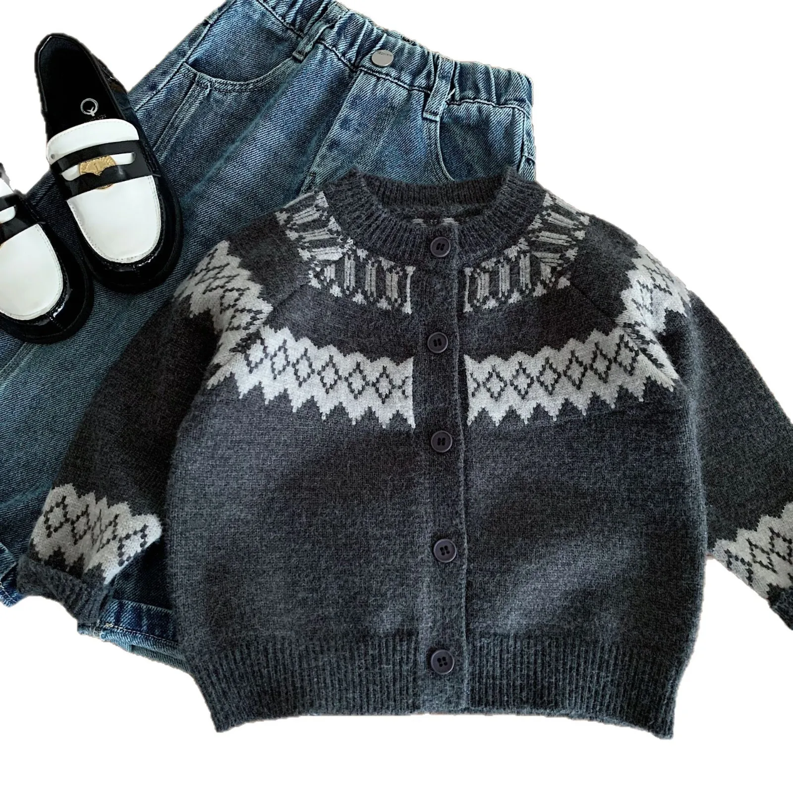 Thicken Sweater Boy Winter New Model Child Diamond Thicken Sweater Primary and Secondary Children Fashion Winter Clothing