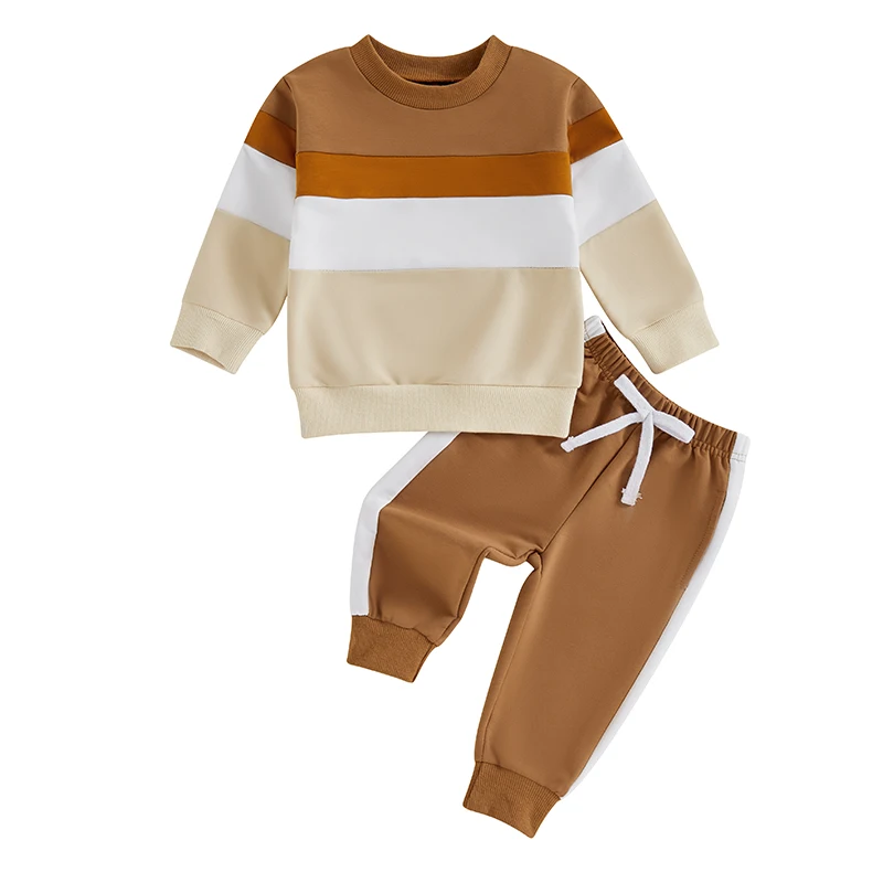 

Toddler Boys Fall Outfits Contrast Color Long Sleeve Sweatshirts and Long Pants 2Pcs Clothes Set