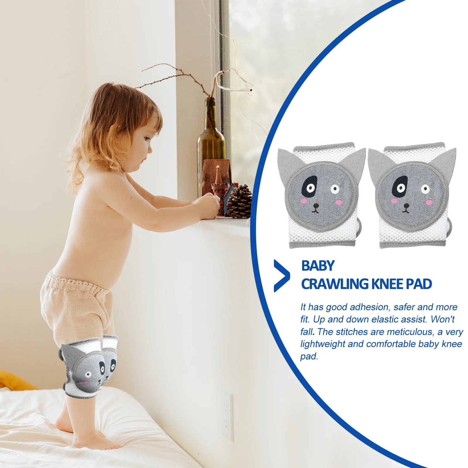 

2Pcs Baby Crawling Pads Knee Protectors Thick Sponge Warm Sweat-Absorbent for Winter Summer Simple Secure Fit Toddler Sleeve