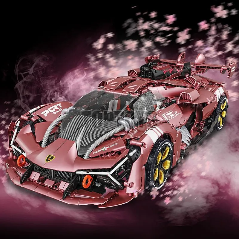 3466PCS Pink Lamborghinis V12 Super Speed Racing Car Building Blocks Vehicle Assemble Bricks Toys Adult Kids Boy Gifts