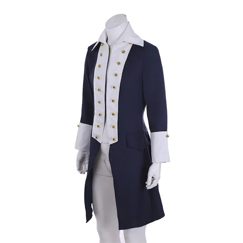 18th Century Mens Royal  Jacket Costume Medieval Blue Uniform  Cosplay Regency Jacket Coat George Washington  Tudor Outf