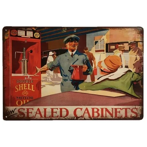 Cabinets Tin Sign Petrol Oil Shed Garage or Man Cave 30cm x 20cm --Tin Sign
