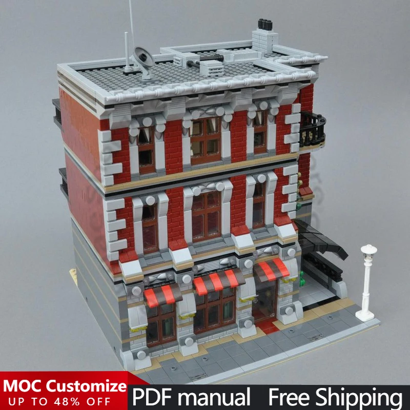 ตัวต่อ 3761 ชิ้น ร้านพิซซ่าแบบโมดูลาร์ MOC ตัวต่อแบบปรับแต่งได้ โมเดลตัวต่อสร้างสรรค์ ของเล่น DIY ของขวัญวันเกิด